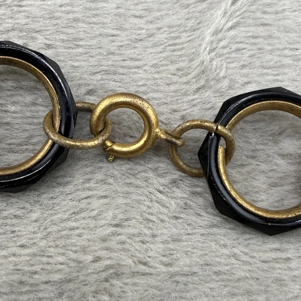 Vintage Necklace Coated Hexagon Link Unique Gold Tone 15